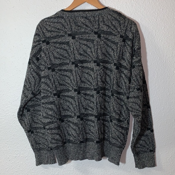 VINTAGE Michael Gerard drop sleeve chunky grey cardigan sweater Sz L grandpa - Picture 11 of 16